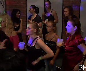 Very hot group sex in club