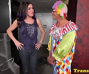 Beautiful tranny fucked by black clown