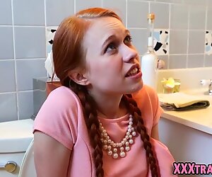 Tiny teen rides big dick