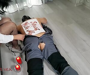Strict Wife Mia and the hot wax on the slave back