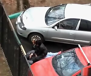 Amateur tourist fucked outdoor in public