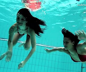 Two hot beauties from Russia in Czech pool